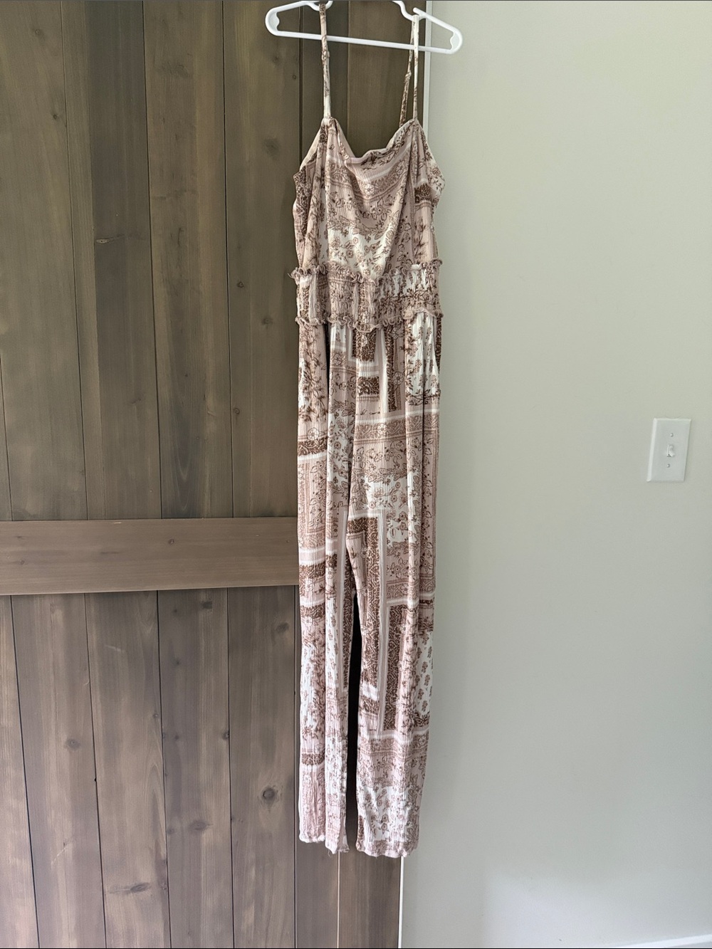 Lily Rose Paisley-Print Spaghetti Strap Jumpsuit in Blush